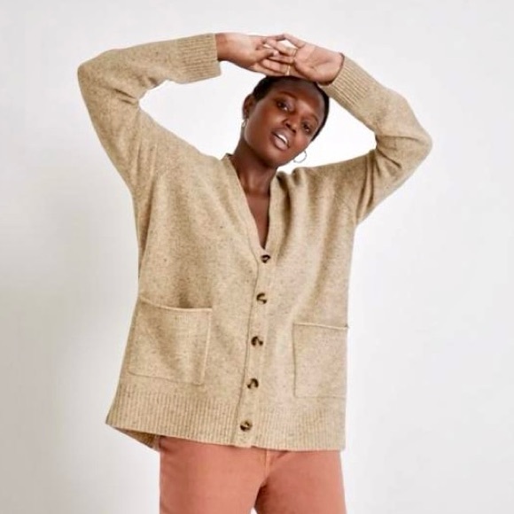 Madewell Sweaters - Madewell Marled Beige Button-Up Cardigan with Pockets